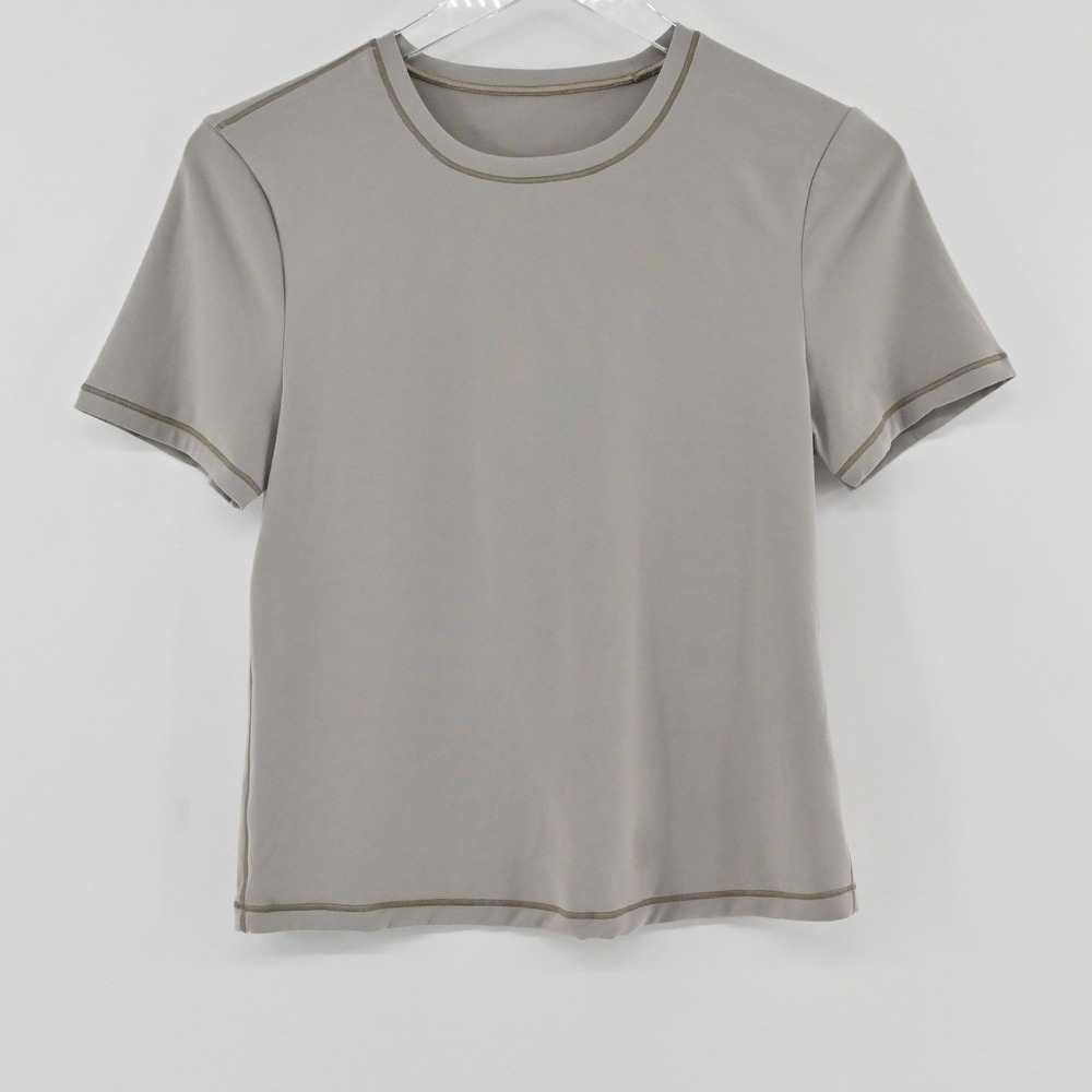 Spanx Short Sleeve Crewneck T-Shirt Womens Size M Stone Grey Smoothing 51006R